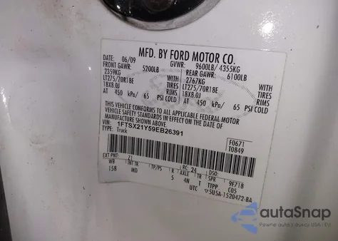 2009 Ford F-250 Fx4/Lariat/Xl/Xlt z USA, uszkodzony, nr VIN 1FTSX21Y59EB26391